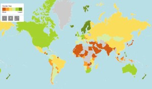 The World Economic Forum's 2013 gender gap index. Countries in red and orange have the largest disparities between men and women. (WEF)
